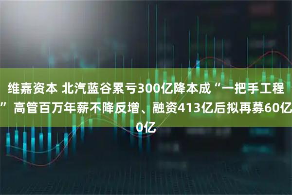 维嘉资本 北汽蓝谷累亏300亿降本成“一把手工程” 高管百万年薪不降反增、融资413亿后拟再募60亿
